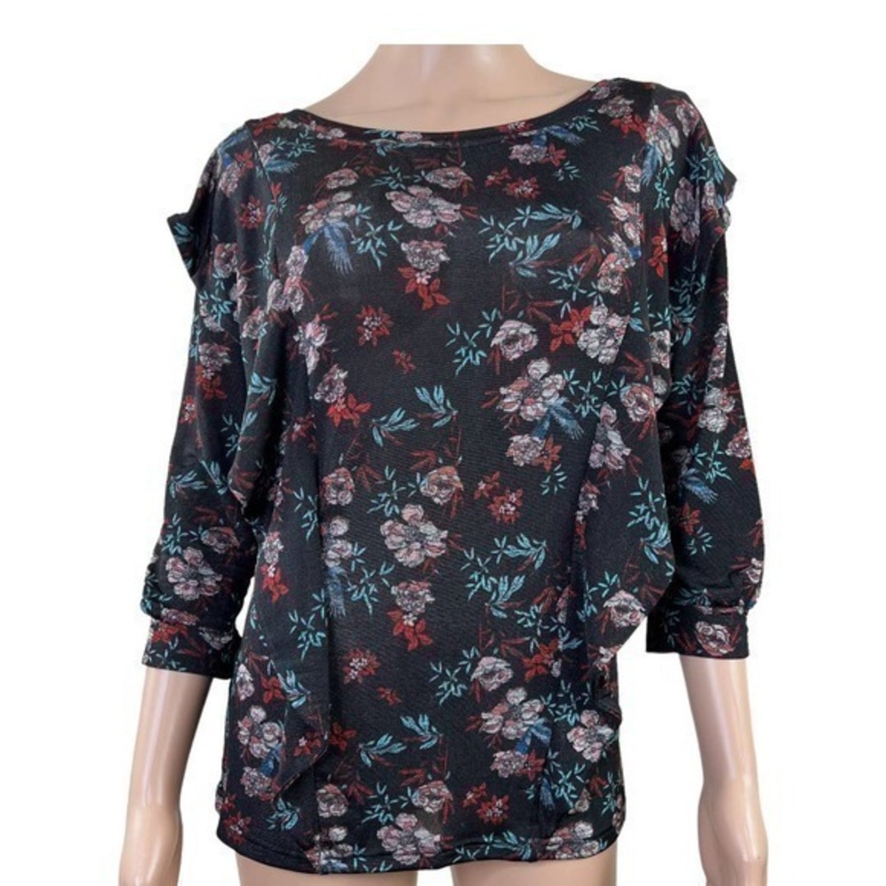 Free People Black Dock street knit floral size S/P